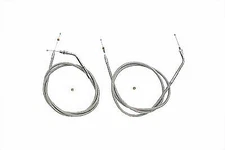 Stainless Steel Throttle and Idle Cable Set for Harley Davidson by V-Twin
