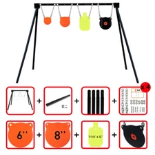 AR500 Steel Shooting Target Stand,Mounting Kits&6"8"Gong+7"x12"Torso+10"Bullseye