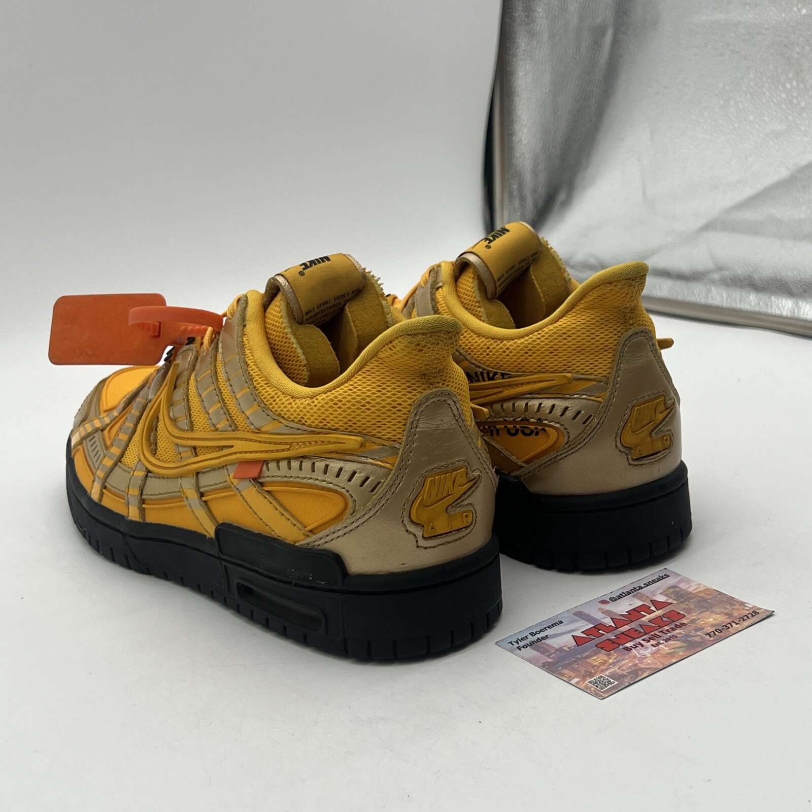 OFF WHITE X NIKE Taglia 8 Nike Off White x Air Rubber Dunk University giallo oro (CU6015 700)