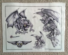 Tattoo Studio Shop Flash Single by Eric Iovino Gargoyles, Horns 11"X17" Print