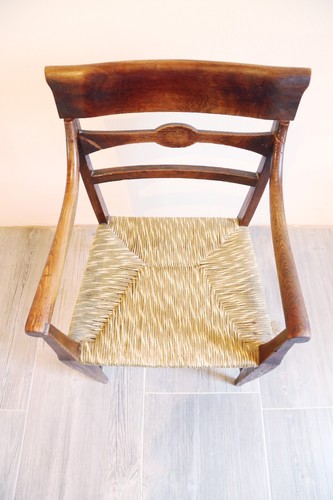 Antique Emilian armchair 1800 - 1840 elm wood biedermeier - Picture 16 of 24
