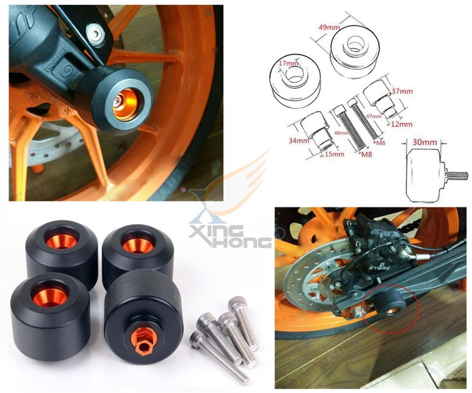 Protector de choque deslizante para marco de rueda de horquilla delantera trasera para KTM RC 125 200 2016 Foto 2 de 4