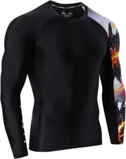 Men's Long Sleeve UPF 50+ Base layer Skins Compression Rash Guard (MED) 082601