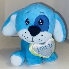 Dan Dee Valentines Day Blue Puppy Dog Stuffed Plush Animal Heart Love Ya 8  