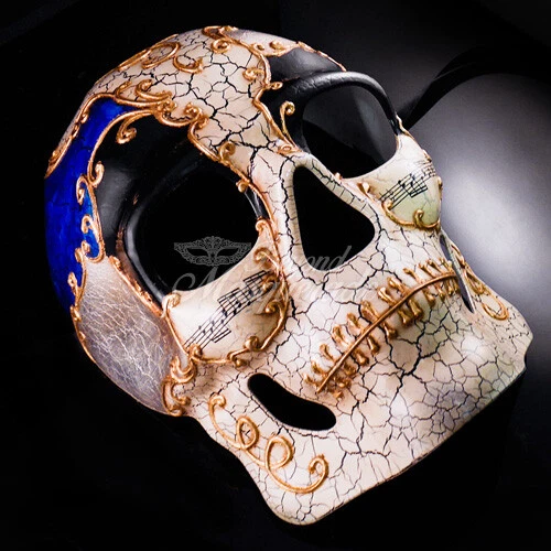 Day of the Dead Mask - Full Face Mask, Dia de los Muertos Masquerade Mask Blue - Image 2 of 4