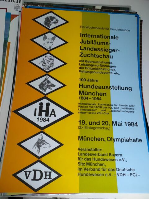 Plakat 100 Jahre Hundeausstellung München 1984 Original DIN A1 TOP!