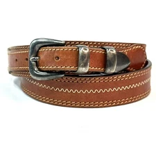 Country Road Australia Ranger Belt Brown Leather Stitched ITALY Men’s Sz 32 80
