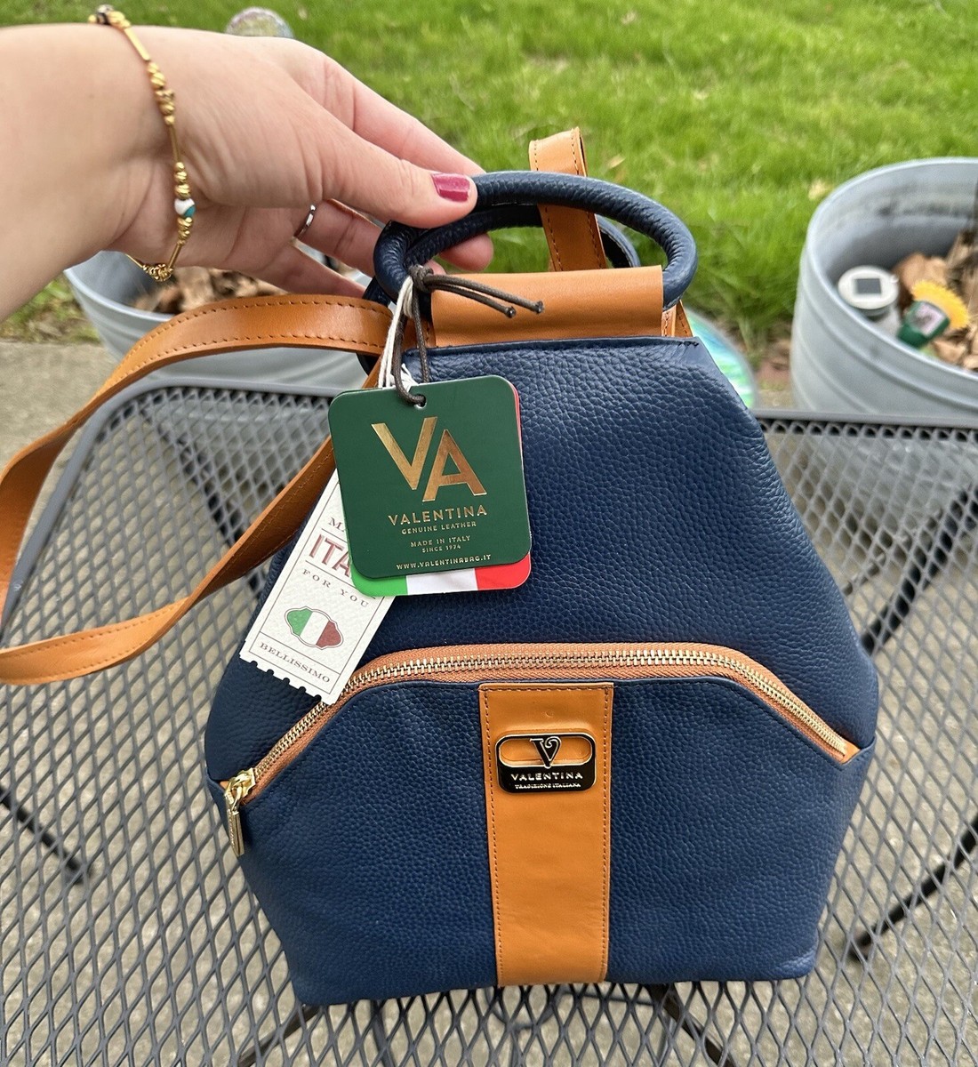 VALENTINA Made In Italy Leather Sling Backpack | eBay