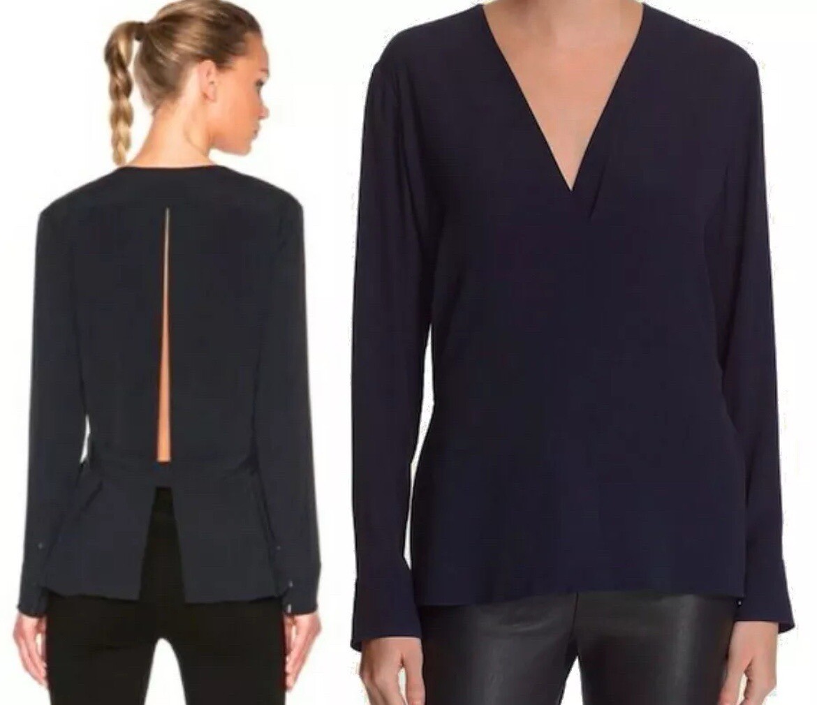 Helmut Lang Top Small S Split Back Silk Wear 2 Wa… - image 1