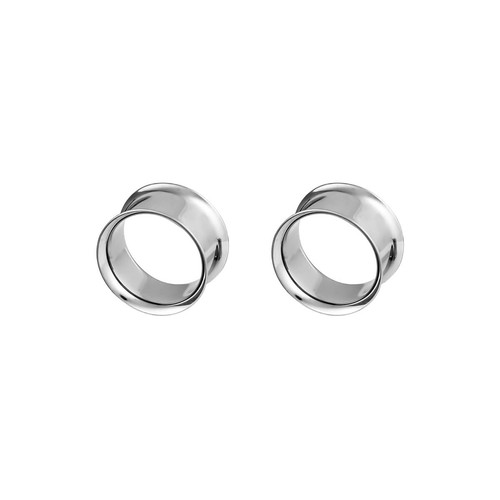 Paire de boucles d'oreilles en acier chirurgical PVD argent double évasement boucles d'oreilles jauges bouchons - Photo 68/108