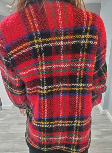 Mark Fore & Strike Vintage Tartan Plaid Wool Mohair Cardigan Sweater Size Small - Picture 3 of 16
