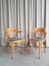 Vtg Late Mid Century Set Of 2 Bistro Armchairs Side Dining Chairs Retro R359
