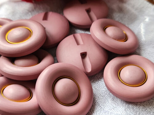 Lot 6 gros boutons vintage rose mat à pied anneau doré 2,6 cm ref 5289 - Picture 1 of 1