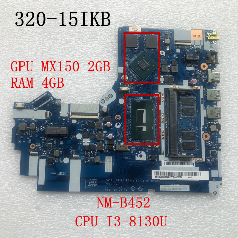 NM-B452 For Lenovo ideapad 320-15IKB Motherboard I3-8130U MX150 2G