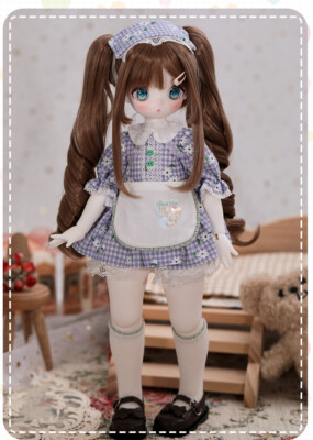 Full Set 1/4 BJD Resin Ball Joint Doll Lovely Cartoon Girl Face Makeup Wigs Gift