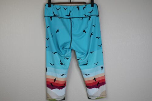 Mara Hoffman Active Womens Capri Leggings Size L Bird Mountain Print Multicolor - Picture 2 of 15