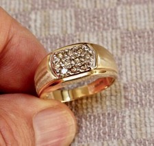 NEW MEN'S 14K YELLOW GOLD HALF CARAT PAVE SET NATURAL DIAMOND RING size 10.5 