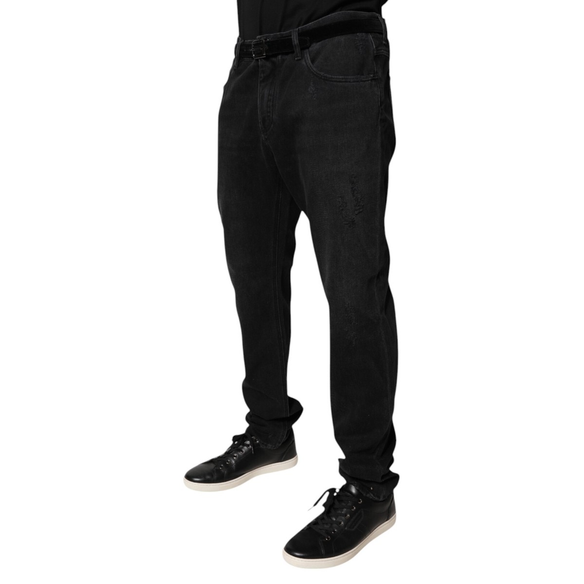 DOLCE & GABBANA Jeans Black Cotton Skinny Men Denim Trouser IT52