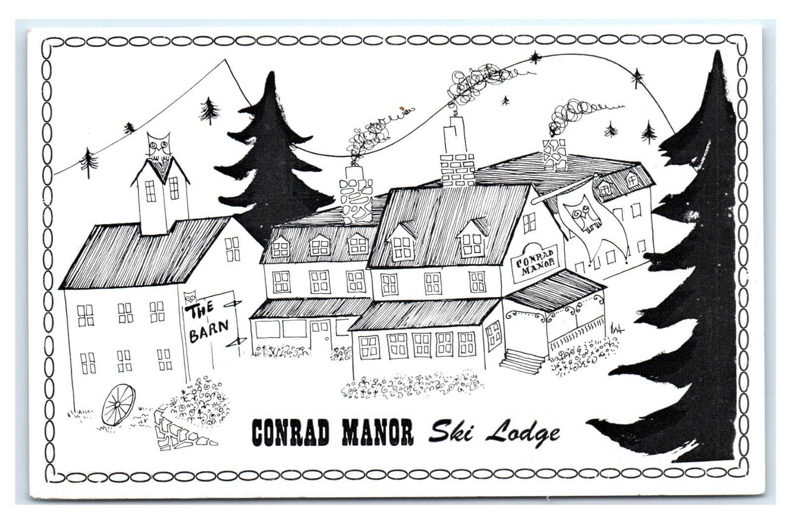 Postcard Conrad Manor Ski Lodge, Mills NH L32 eBay