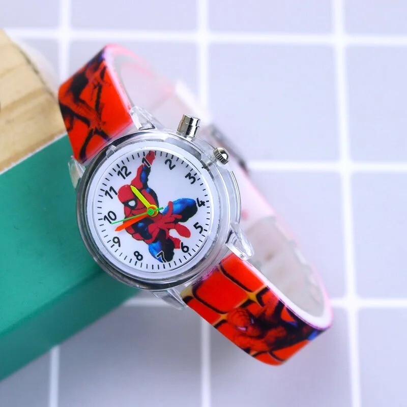 Spiderman Kids Red Watches Silicone Strap Luminous Light Children Wrist Watch