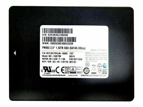 Samsung 1.92TB PM863 SSD 2.5" SATA Enterprise Power Edge MZ7LM1T9HCJM MZ-7LM1T90