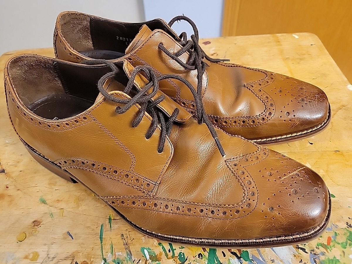 Florsheim Castellano Mens Saddle Tan Wingtip Leather Dress  display picture 1