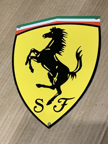 Vintage Style Ferrari Shield 11” Porcelain  Sign