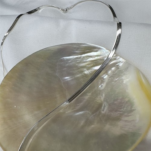 Sterling Silver Flat Herringbone Chain Necklace 18 Inches - Picture 6 of 6