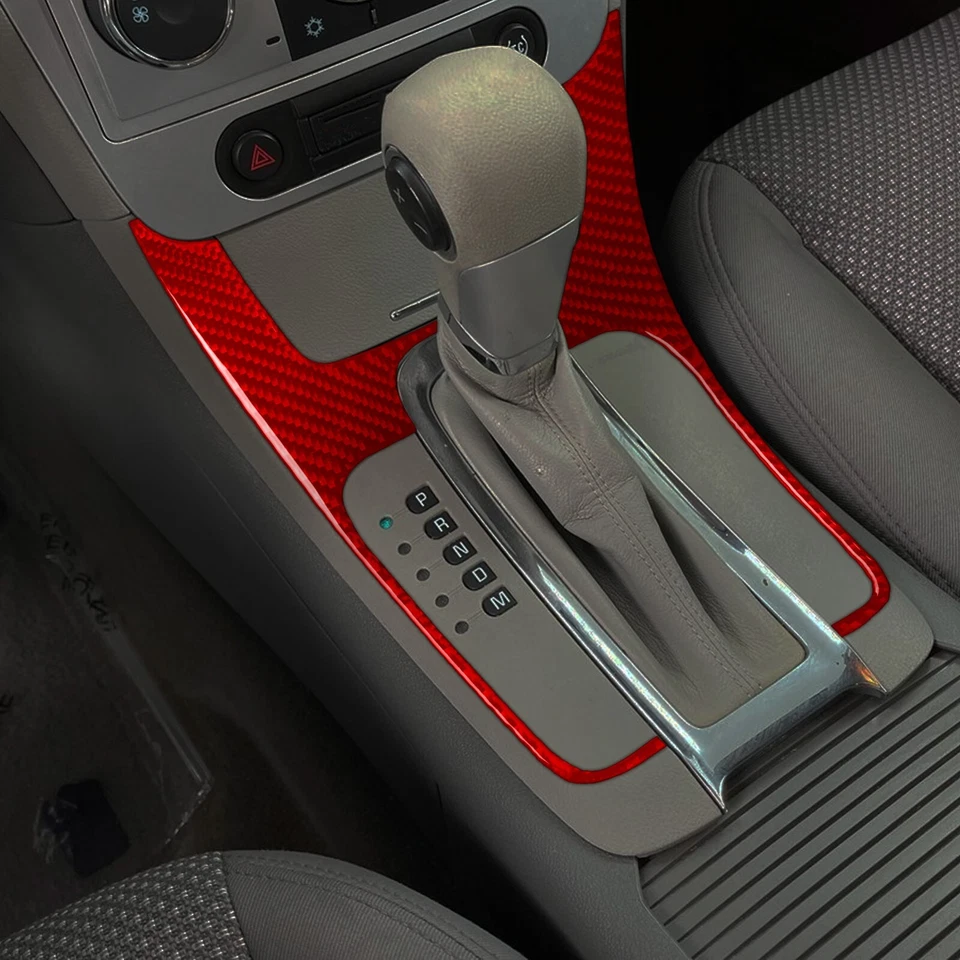 Panel de cambio de marchas de consola de fibra de carbono rojo moldura de marco para Chevrolet Malibu 08-12 Foto 3 de 4