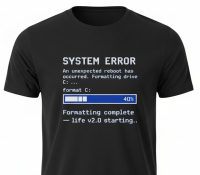 System Error Life v2.0 T-Shirt | Funny Geek Nerd Coder Computer Reboot Tee