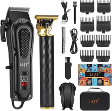 LQT® Men's Professional Hair Clippers Kit，Cordless & Corded Barber Clippers S