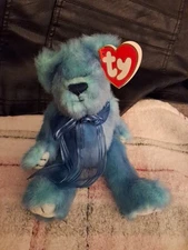 Vintage 1993 Retired TY Attic Treasures AZURE Blue Bear Articulated Plush Toy