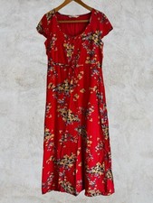 Vintage Fat Face Floral Maxi Dress Size 14 Coral Orange  Summer Wedding Party