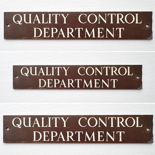 Antique Vintage c1930s Quality Control Dept Copper & Enamel Advertising Sign