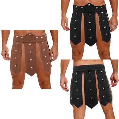 Mens Gladiator Skirt Party Knight Fancy Costume Ancient Roman Warrior Retro