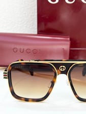 Gucci GG1607 Aviator Sunglasses Tortoise Gold Frame Brown Gradient Lens