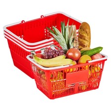 Set of 4 Stackable 21L Plastic Shopping Baskets W/ Handles Durable Mesh Design