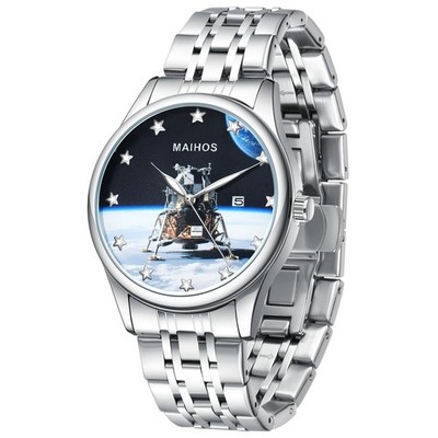 Maihos Men s Quartz Watch   Space Station Dial SciFi Wrist Watch for Men, Lum...