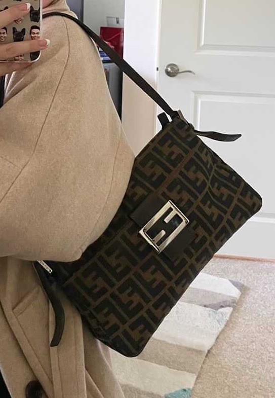 Authentic Vintage Fendi Zucca Flat Mouth Mamma Baguette