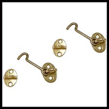 Elegant Forged Brass Cabin Hook Latch & Eye, 2-1/2&rdquo; - 2 Pack, Antique Finish