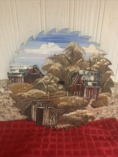 Vintage Hand Painted Saw Blade- Oil Painting Americana Folk Art 8"