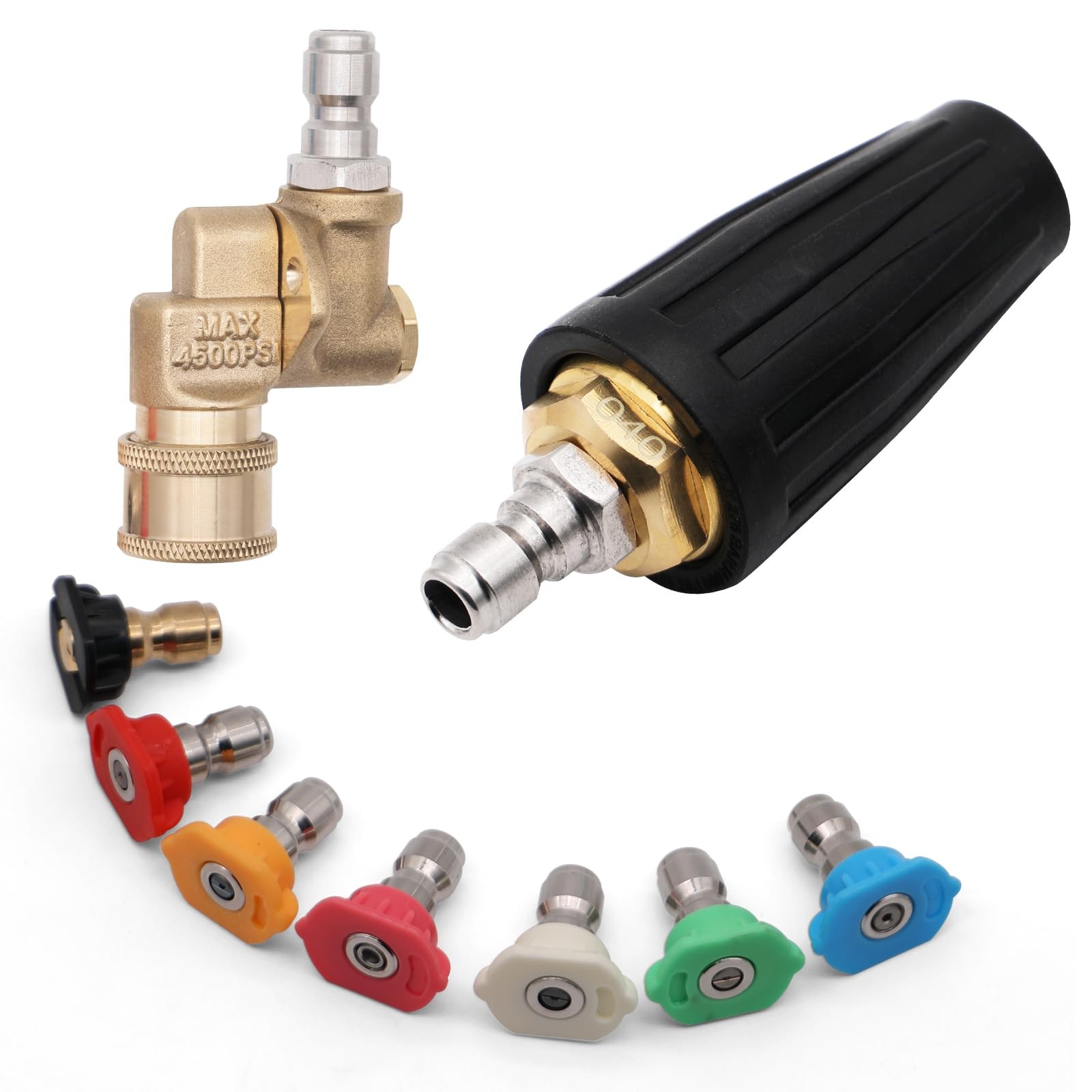 Pressure Washer Turbo Nozzle 4000 PSI 360° Rotating Spray Tip 1/4 Inch Quick Connect