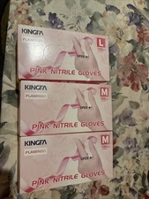 KingFA Disposable Exam/Medical Cleaning Gloves/ Powder Latex Free- Pink 2 M /1L