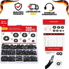 300 St&uuml;ck Kabeldurchf&uuml;hrung Gummi Set 7 Gr&ouml;&szlig;en Kabelt&uuml;lle Gummistopfen