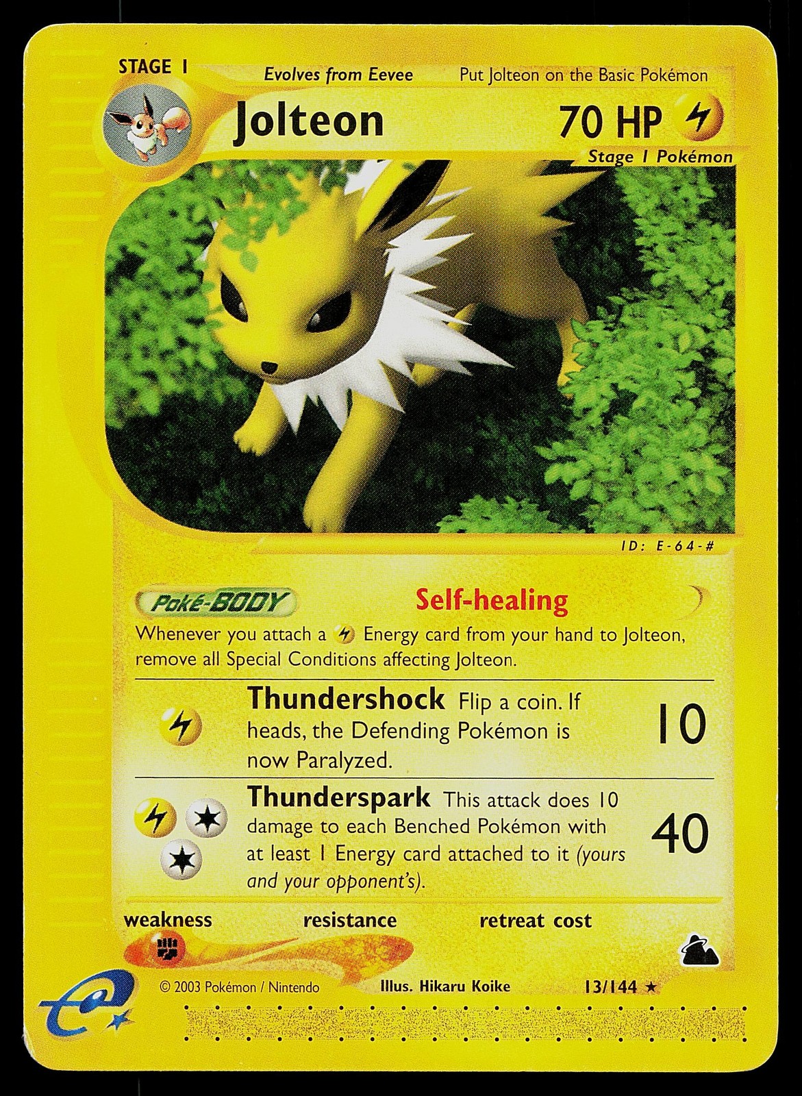Pokemon Skyridge 13/144 Jolteon Pokemon Card