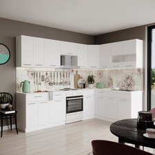 Eckküche L-Form Küche Küchenzeile ALINA Weiß Matt Küchenmöbel Einbauküche Set