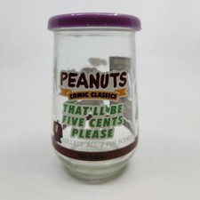 Welchs Jelly Jar Glass Peanuts #1 That'll Be Five Cents Lucy Charlie Brown w/Lid
