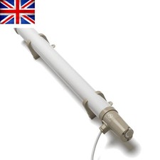 Compact White/Grey Tubular Heater with Splash-Resistant Design - Indoor Use