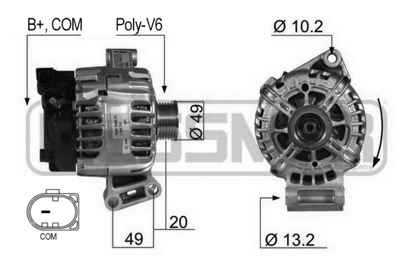 ERA Lichtmaschine Generator 120A 14V FüR Ford Fiesta VI 1.6 Ti 1.4 1.8 Tdci-image