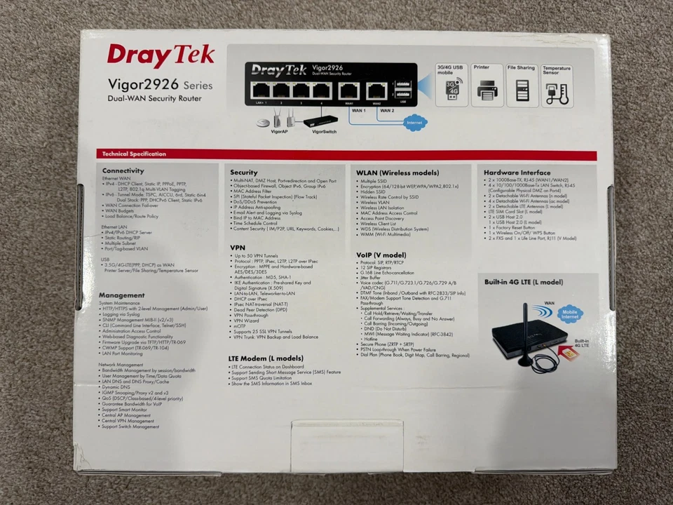 DrayTek Vigor 2926 Dual-WAN Security Router Non-WiFi Ref001 - Image 3 of 4